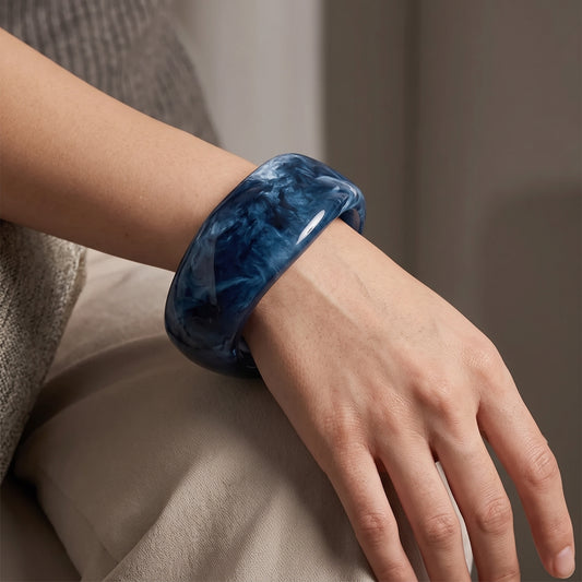 Retro bangle blauw zwart - foto 2