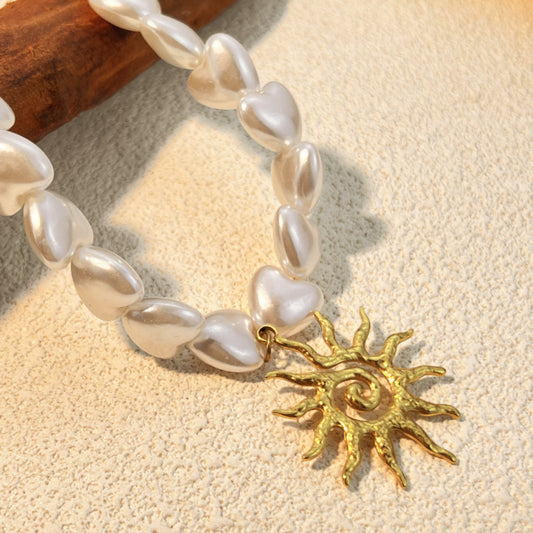 Parelketting hart zon goud - foto 2