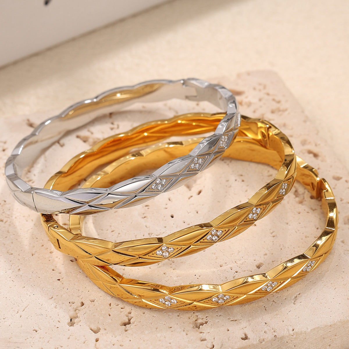 Bangle steentjes zilver wit - foto 3