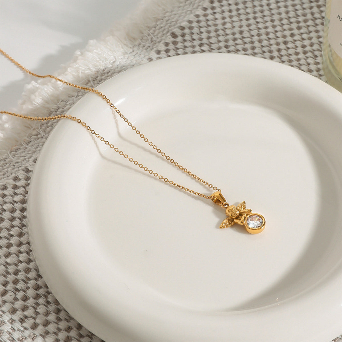 Angel necklace stone gold white - photo 5
