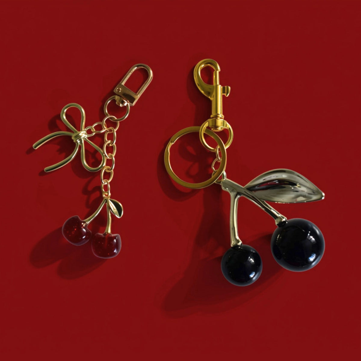 Kersen bag charms rood en zwart
