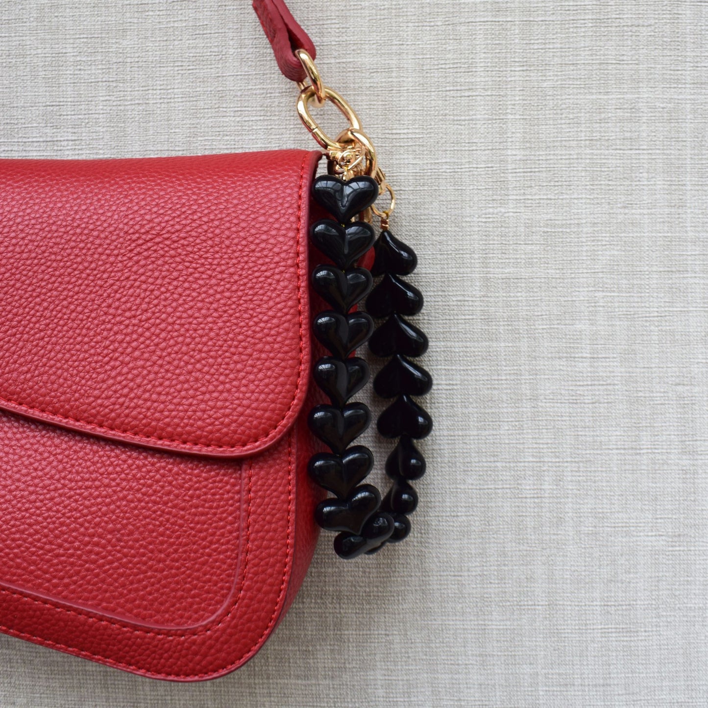 Kralen bag chain met hartjes - Goud en zwart