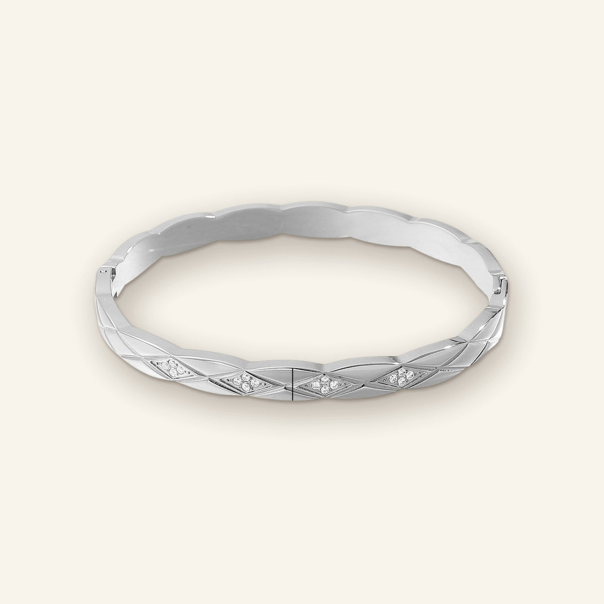 Bangle steentjes zilver wit - hoofdfoto