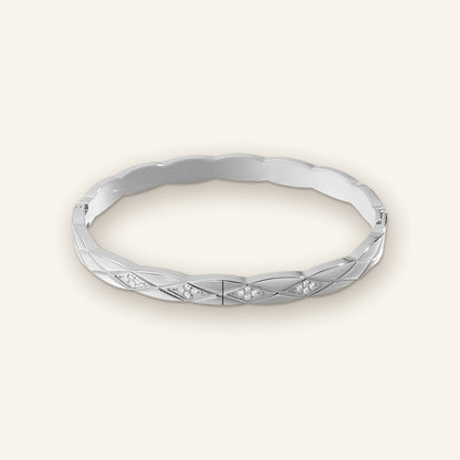 Bangle steentjes zilver wit - hoofdfoto