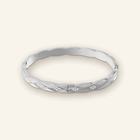 Bangle steentjes zilver wit - hoofdfoto