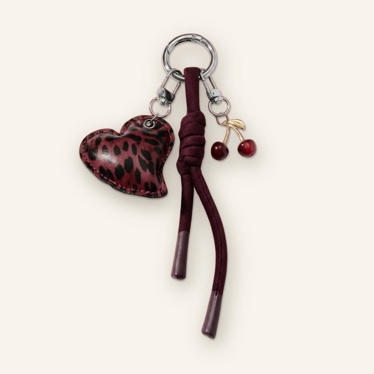 Hart en kers bag charm rood