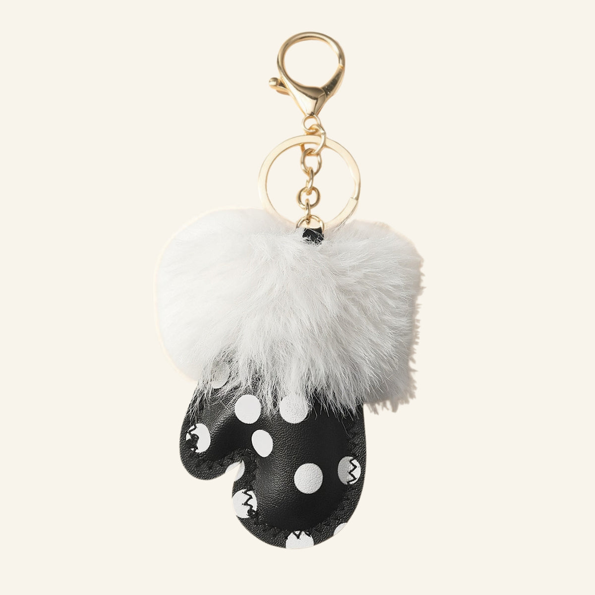 Handschoen polka dots fluffy bag charm zwart