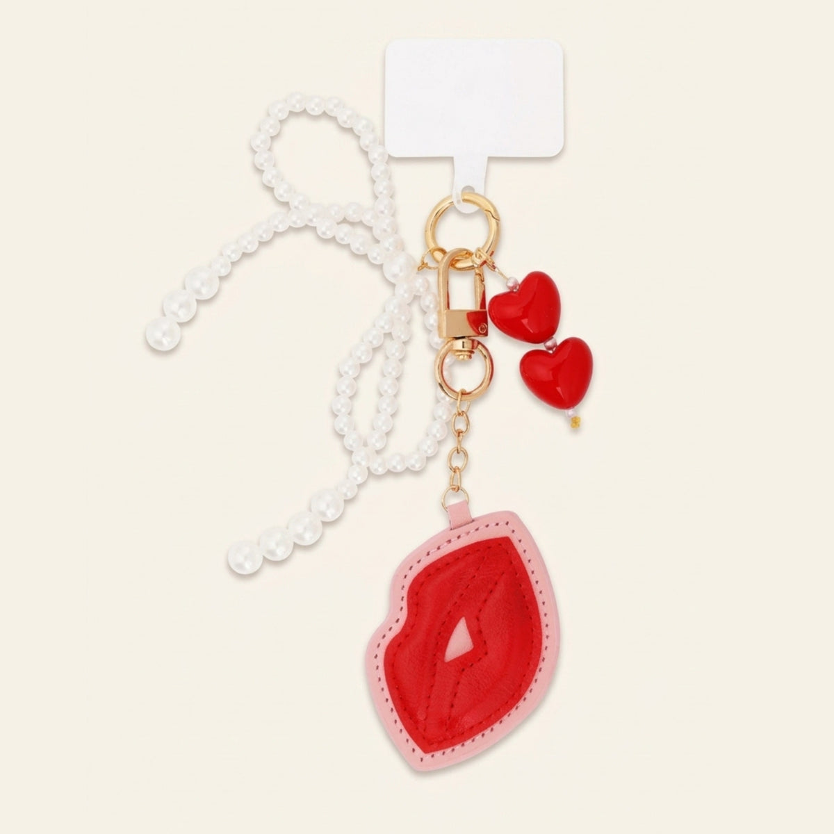 Kus met parels bag charm