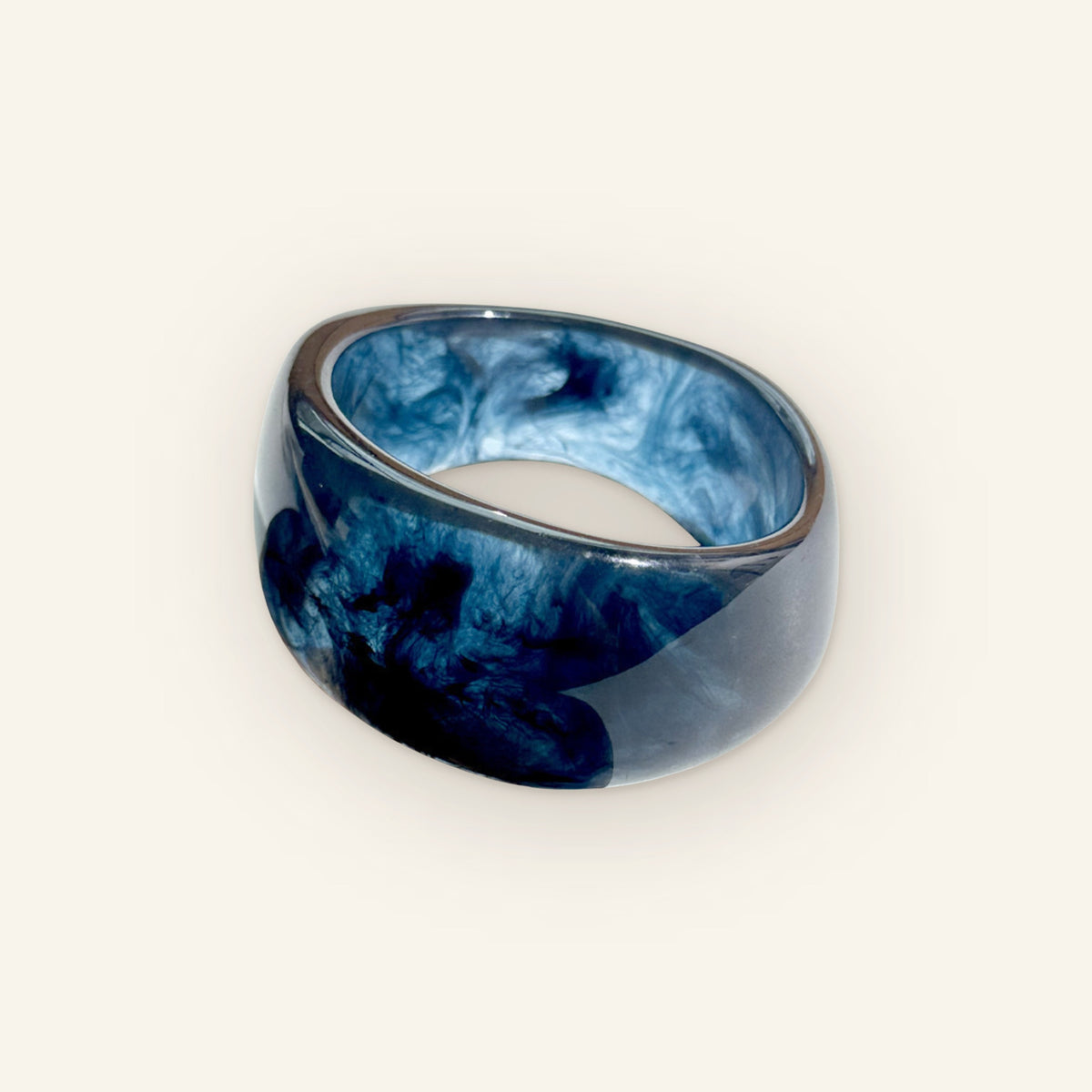 Retro bangle blauw zwart - hoofdfoto