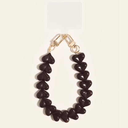 Hartjes kralen bag charm zwart