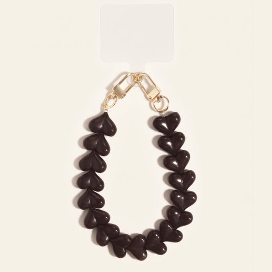 Hartjes kralen bag charm zwart