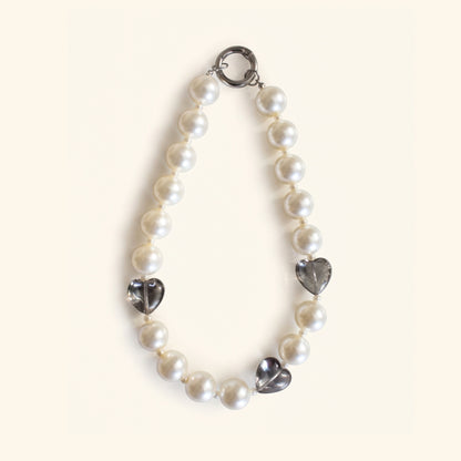 Hearts and pearls bag charm