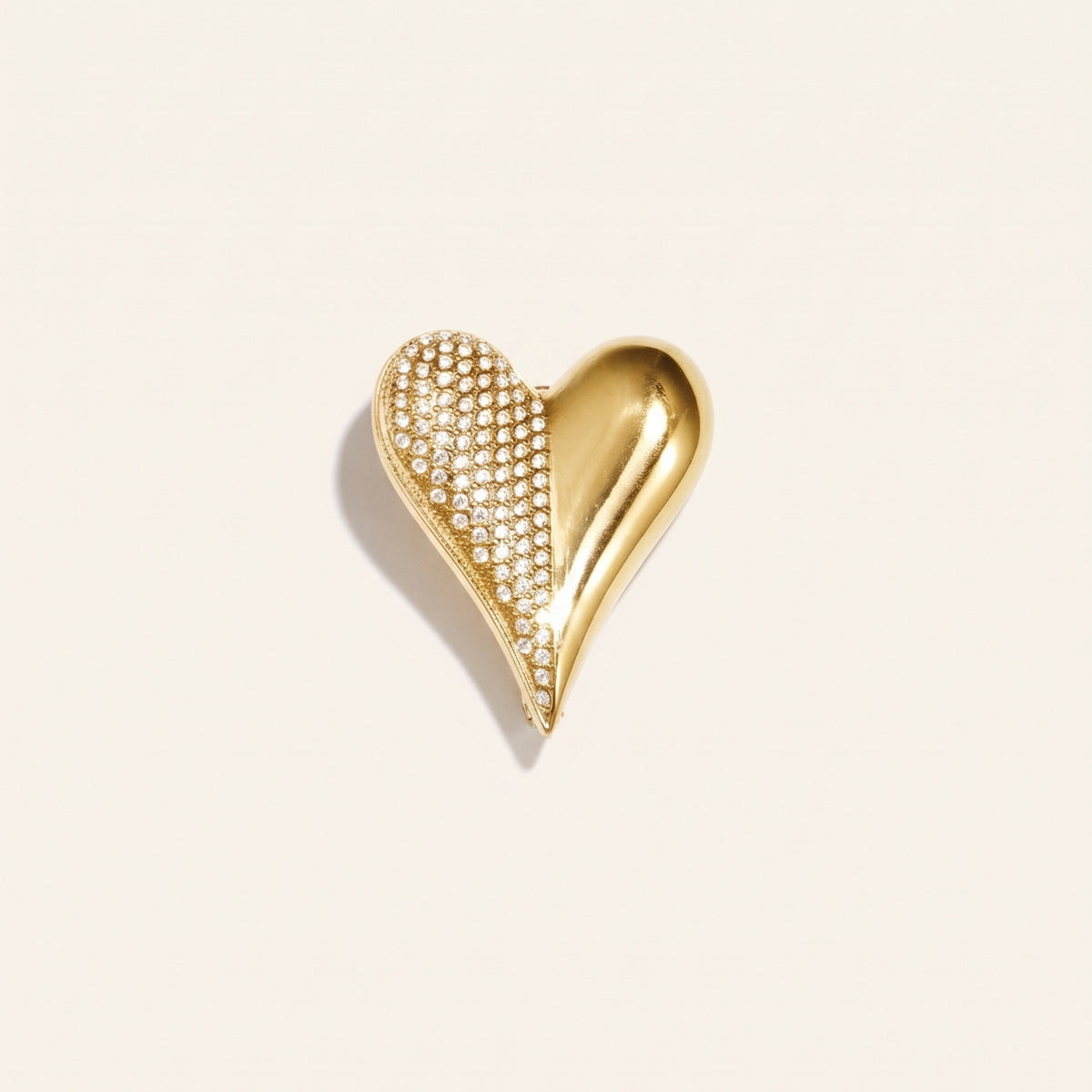 Hart broche strass goud