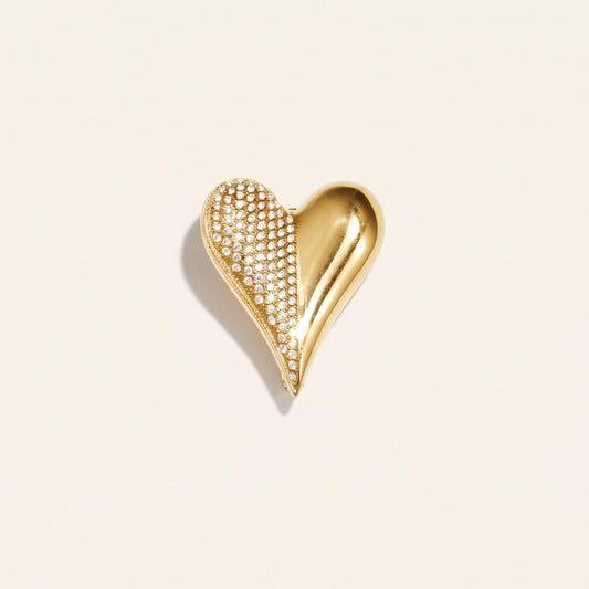 Hart broche strass goud