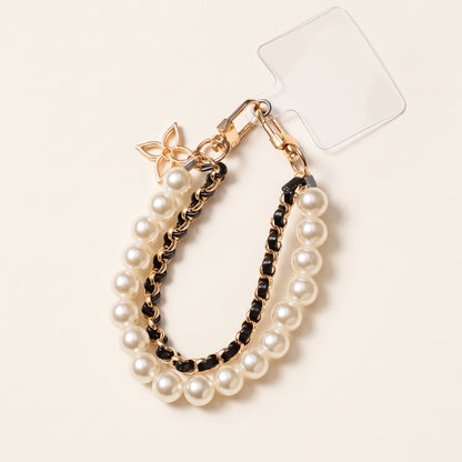 Parels bag charm zwart
