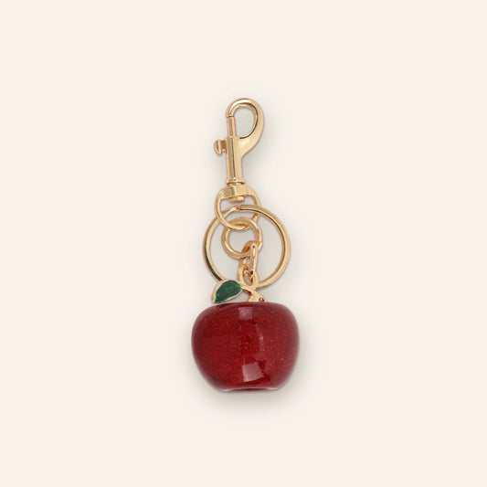Glitter appel bag charm rood