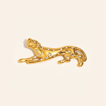 Panter broche goud wit