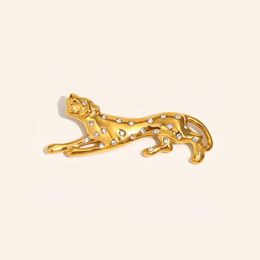 Panter broche goud wit