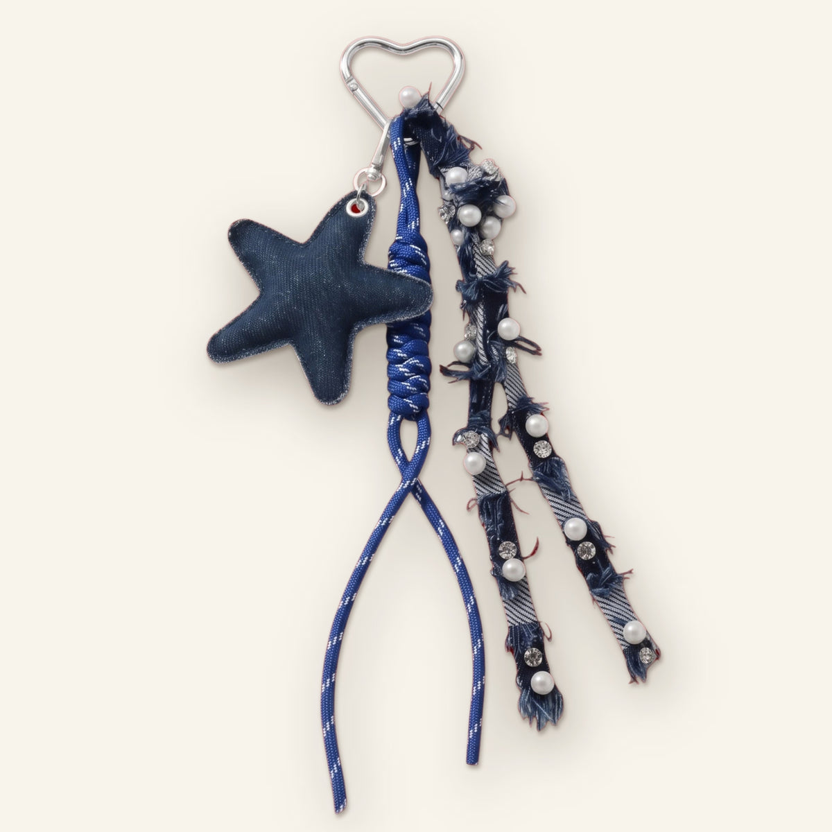 Ster van stof bag charm blauw