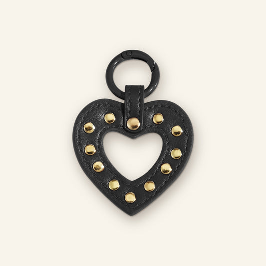 Hart studs bag charm zwart
