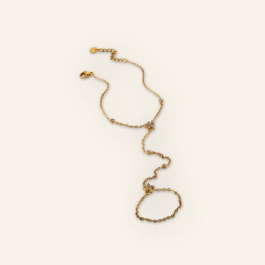 Ster hand chain goud wit - hoofdfoto