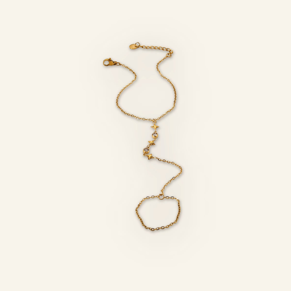 Ster hand chain steentjes goud wit - hoofdfoto