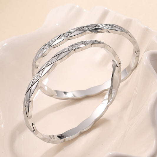 Bangle steentjes zilver wit - foto 2