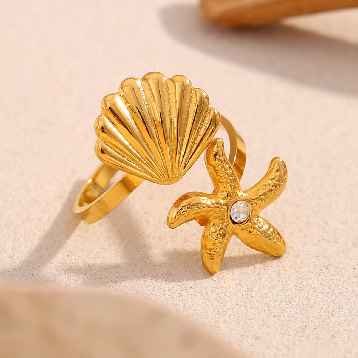Schelp zeester ring goud wit - foto 2