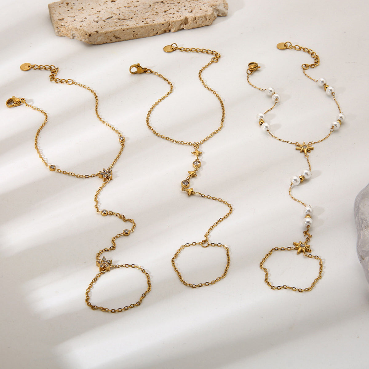 Ster hand chain parels goud wit - foto 2