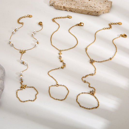 Ster hand chain goud wit - foto 2