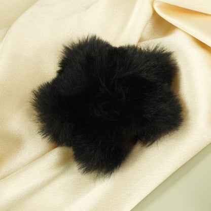 Fluffy flower bag charm – black on satin
