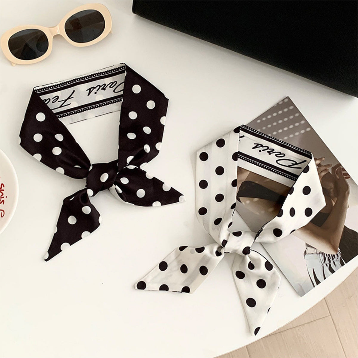 Polka dot bandana black white - photo 3