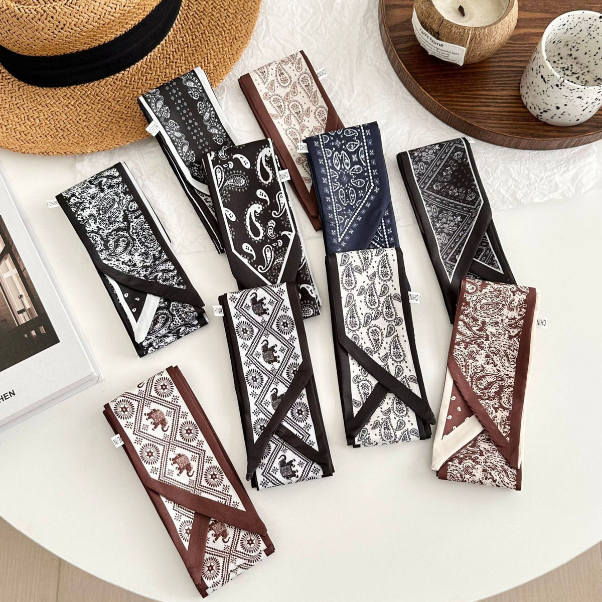 Paisley bandana bruin wit - foto 3