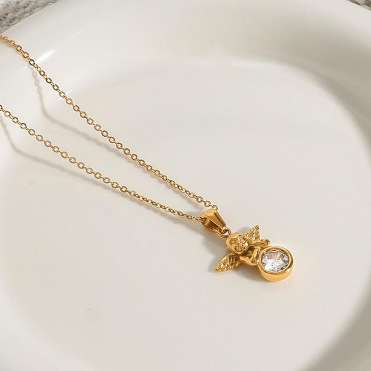 Angel necklace stone gold white - photo 3