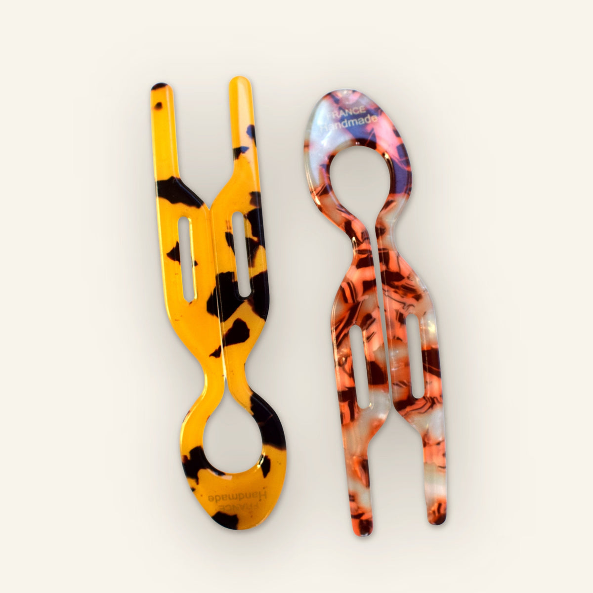 Haarspeld bruin geel - foto 3