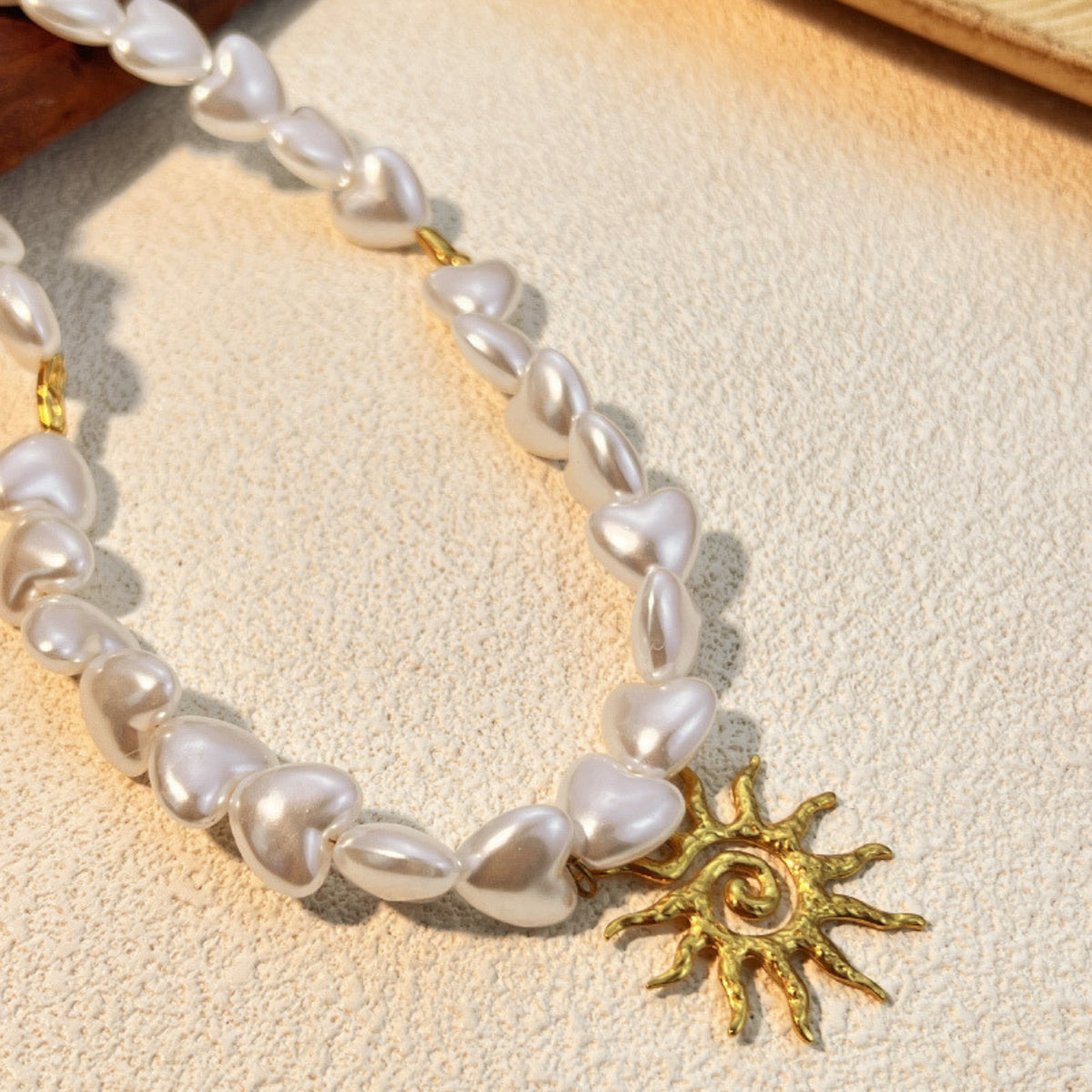 Parelketting hart zon goud - foto 3