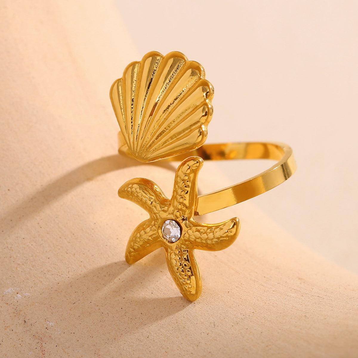 Schelp zeester ring goud wit - foto 3