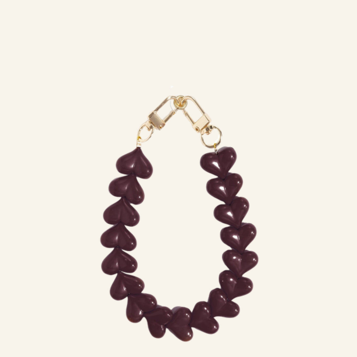 Hartjes kralen bag chain & telefoonkoord bordeaux