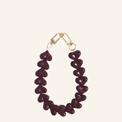 Hartjes kralen bag chain & telefoonkoord bordeaux