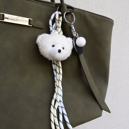 Teddy sports bag charm, worn on a bag