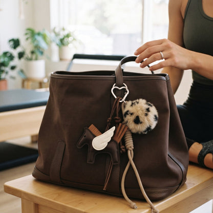 Pegasus bag charm brown on a bag