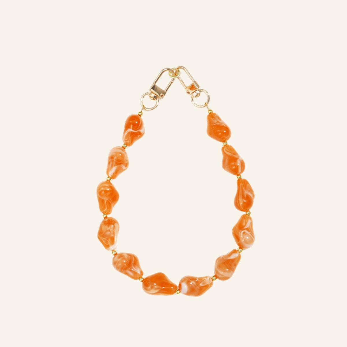 Beaded bag chain & phone strap orange
