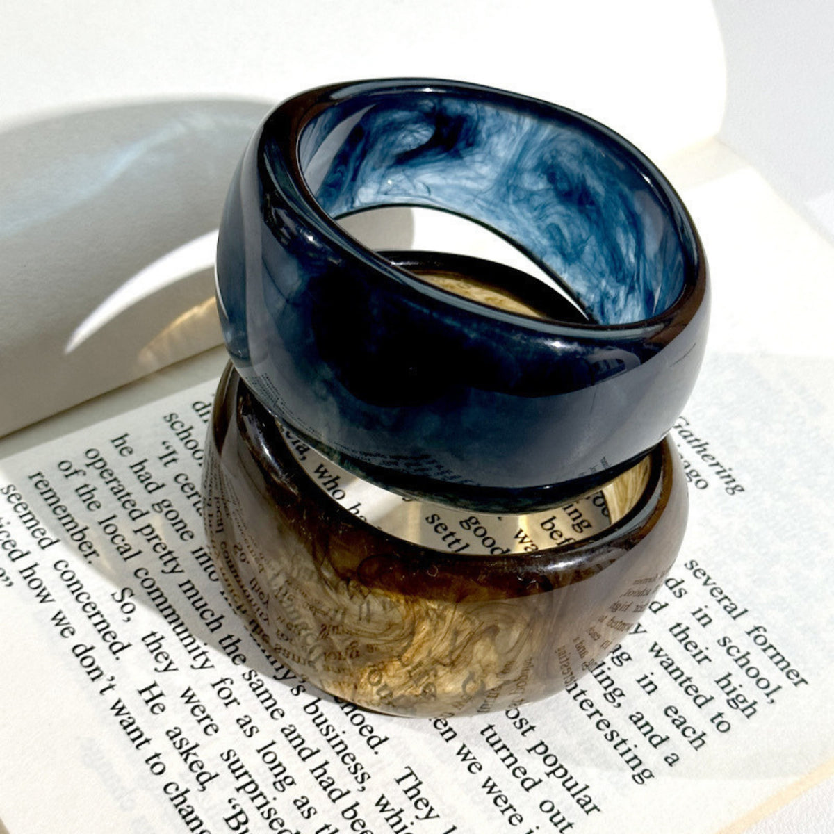 Retro bangle blauw zwart - foto 4
