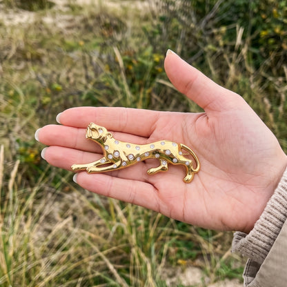 Panter broche goud wit