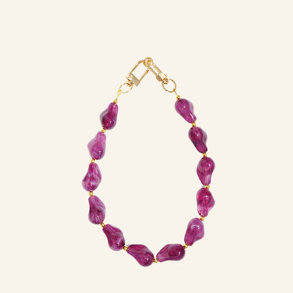 Beaded bag chain & phone strap purple