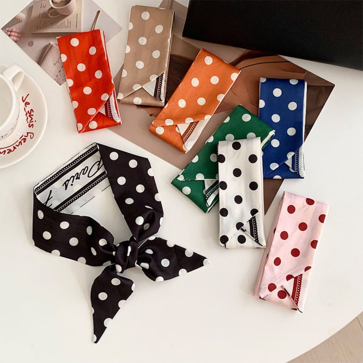 Polka dot bandana black white - photo 5