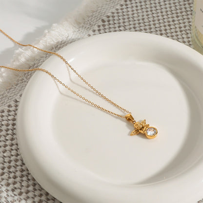 Angel necklace stone gold white - photo 5