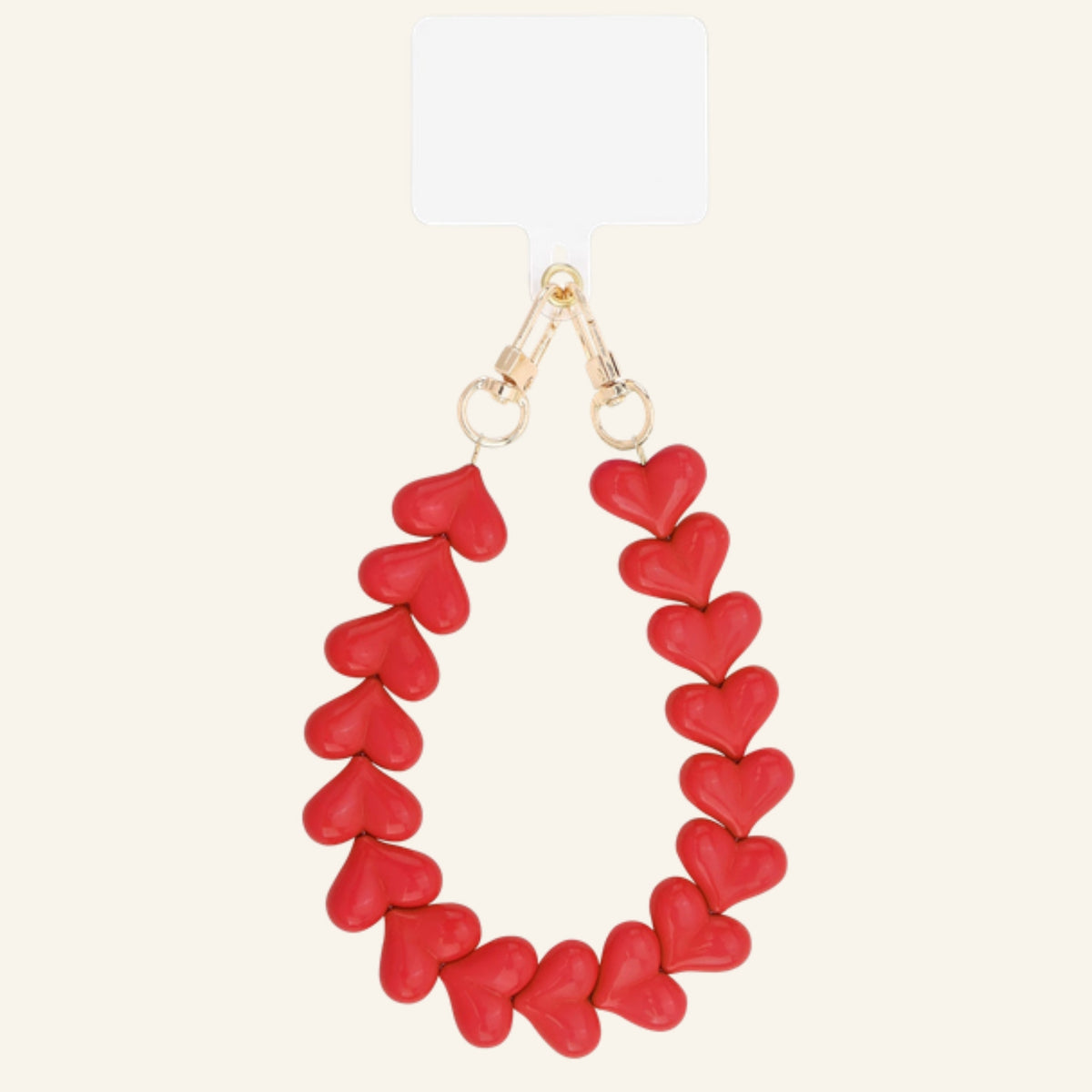Hartjes kralen bag chain & telefoonkoord rood