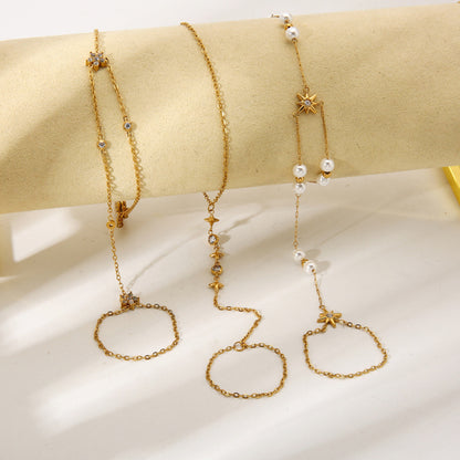 Ster hand chain parels goud wit - foto 5
