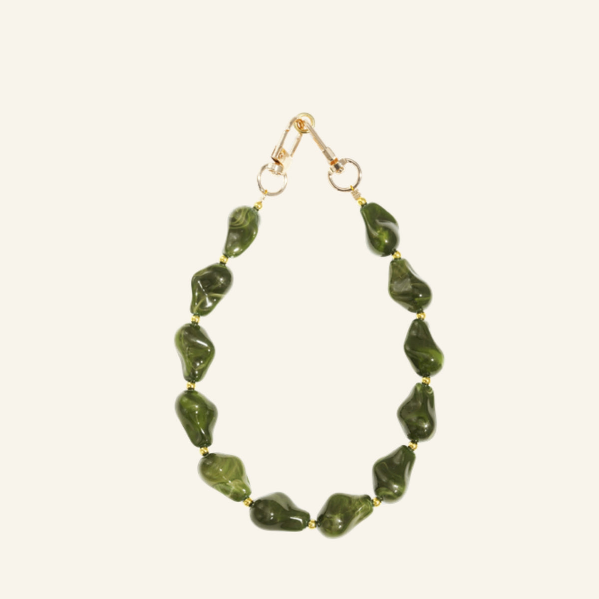 Beaded bag chain & phone strap olive green